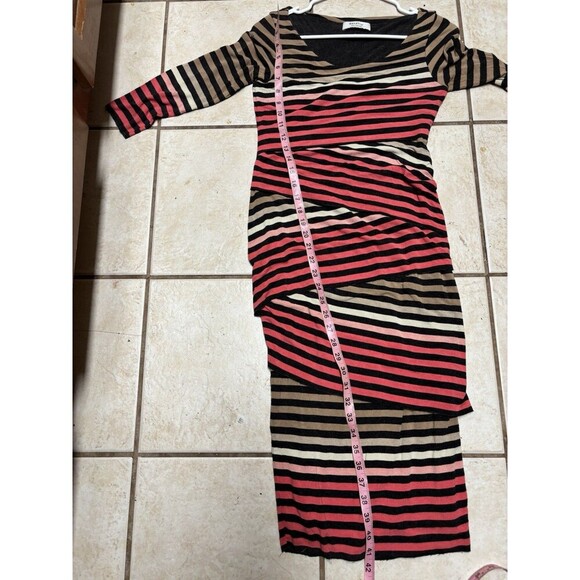 Bailey 44 Anthropologie Striped Knit Column Dress S Midi Tiered Scoop Bodycon - Picture 9 of 9